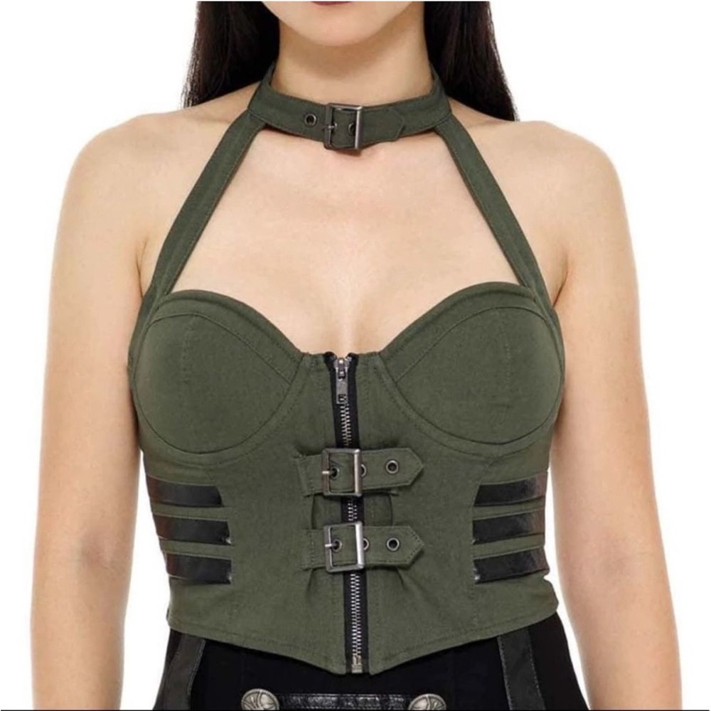 Killstar Olive Green Halter Top